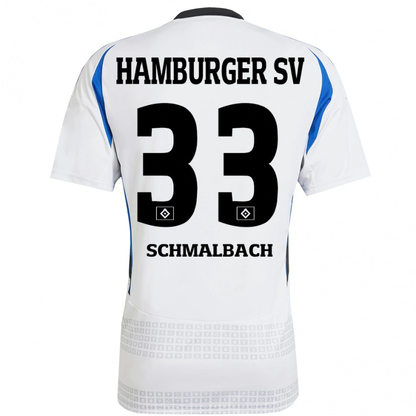 Danxen Męski Sebastian Schmalbach #33 Biały Niebieski Domowa Koszulka 2024/25 Koszulki Klubowe