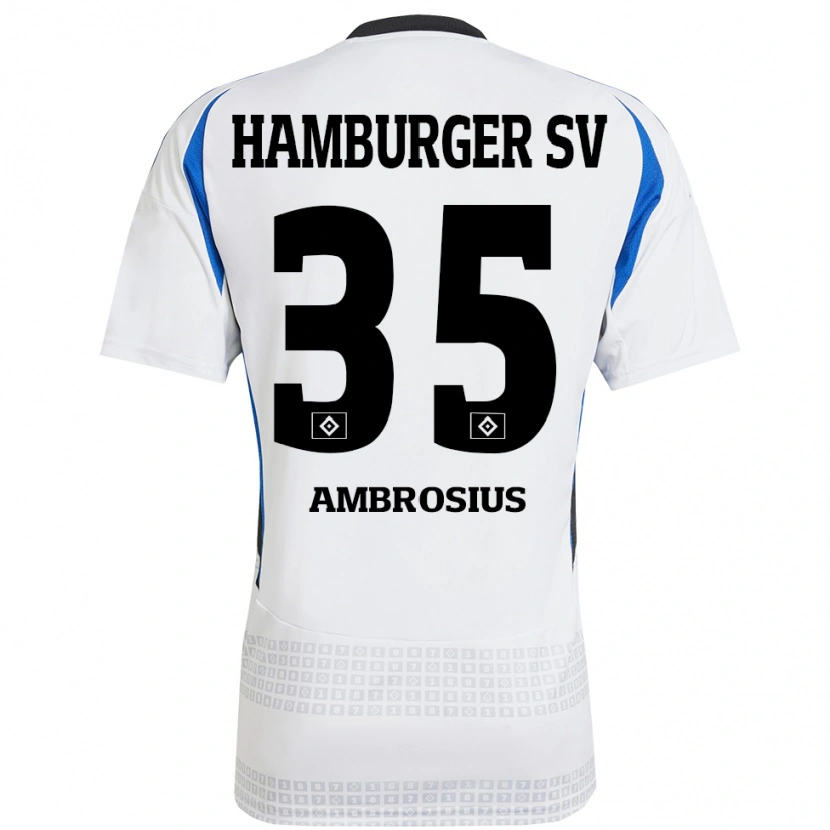 Danxen Męski Stephan Ambrosius #35 Biały Niebieski Domowa Koszulka 2024/25 Koszulki Klubowe