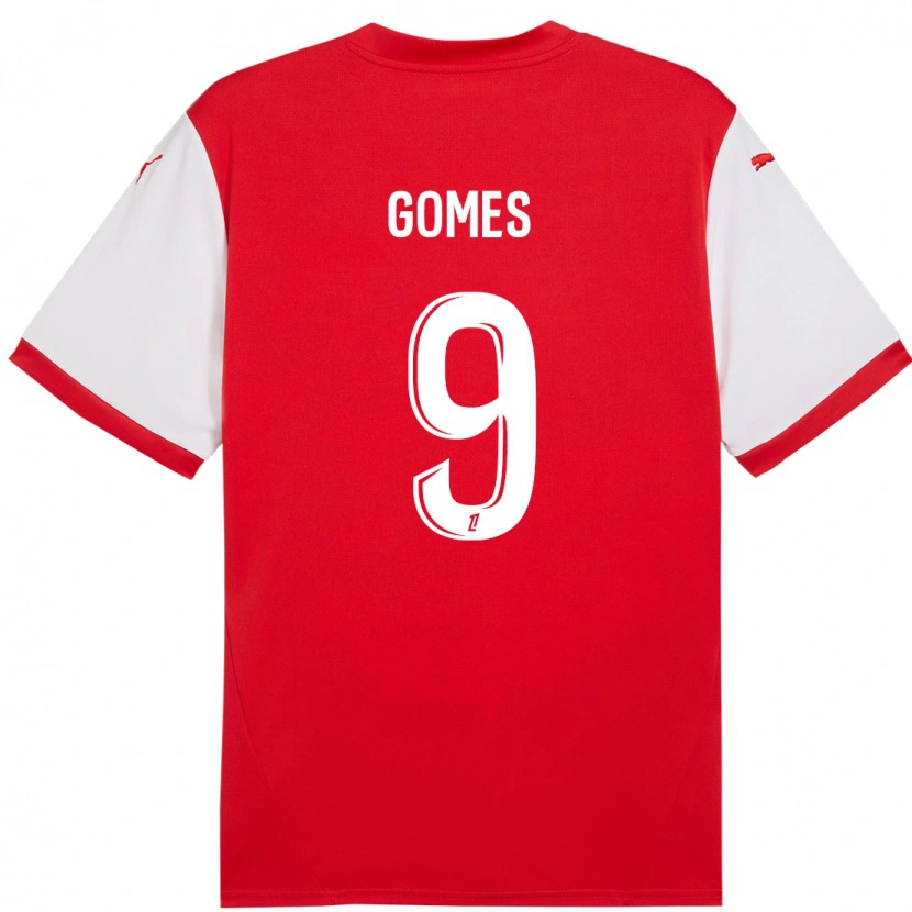 Danxen Męski Mélissa Gomes #9 Czerwony Biały Domowa Koszulka 2024/25 Koszulki Klubowe