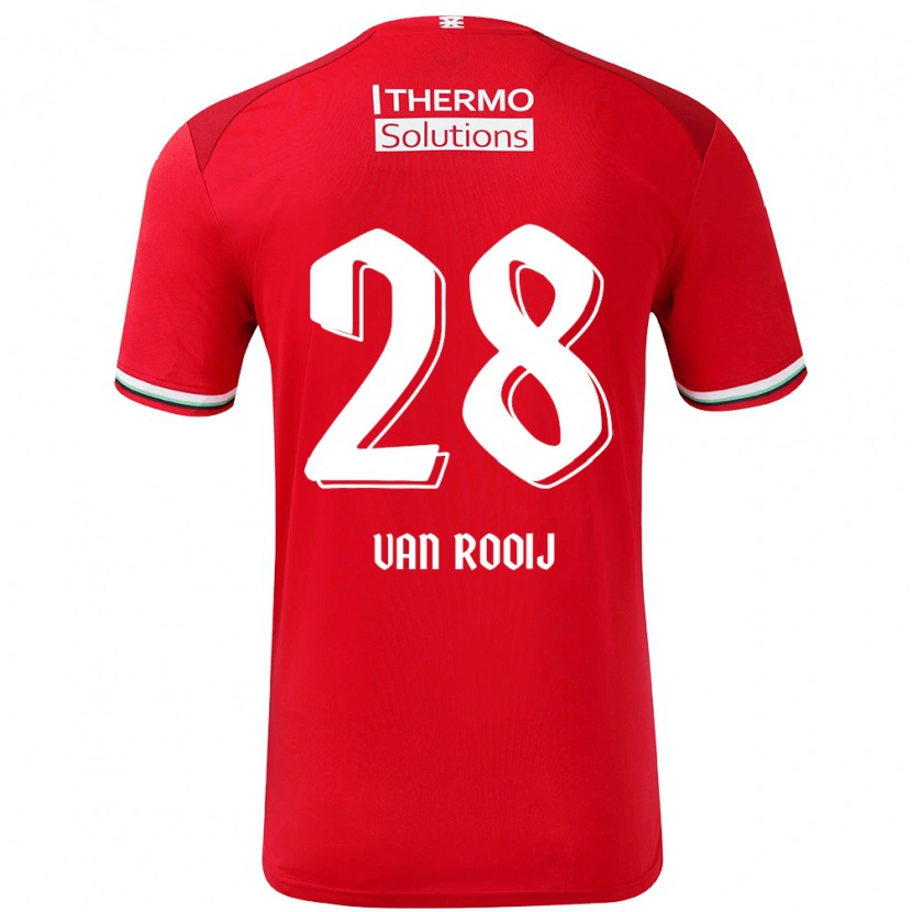 Danxen Męski Bart Van Rooij #28 Czerwony Biały Domowa Koszulka 2024/25 Koszulki Klubowe