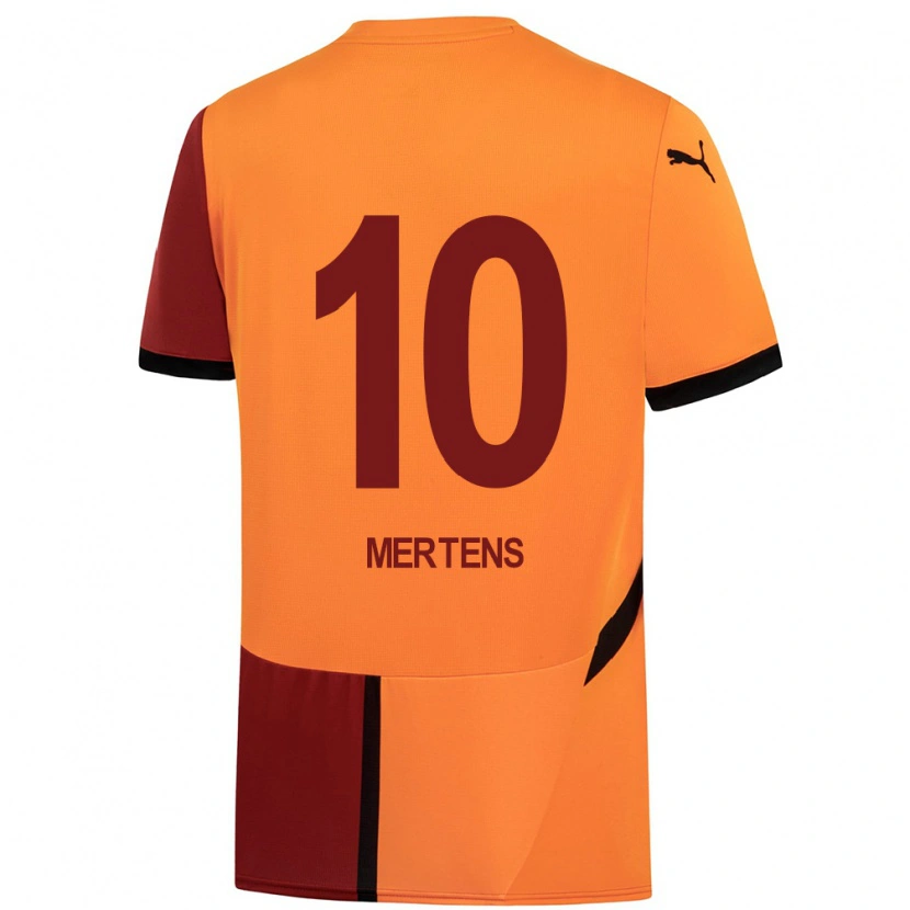 Danxen Męski Dries Mertens #10 Żółty Czerwony Domowa Koszulka 2024/25 Koszulki Klubowe