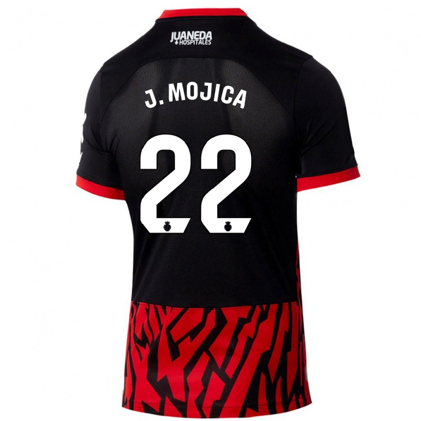 Danxen Męski Johan Mojica #22 Czarny Czerwony Domowa Koszulka 2024/25 Koszulki Klubowe