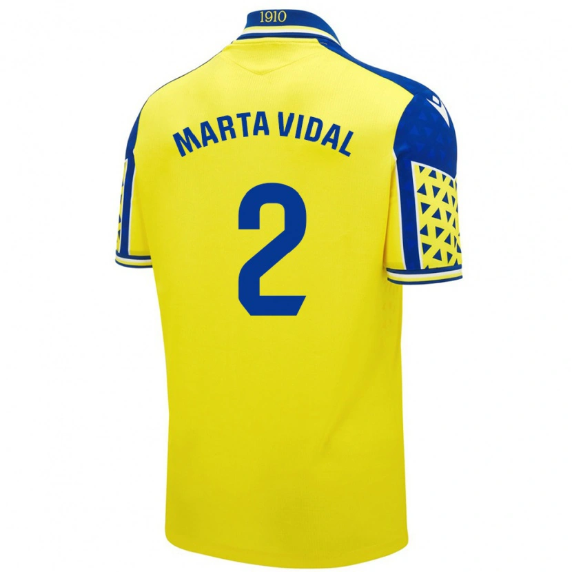 Danxen Męski Marta Vidal Vela #2 Żółty Niebieski Domowa Koszulka 2024/25 Koszulki Klubowe