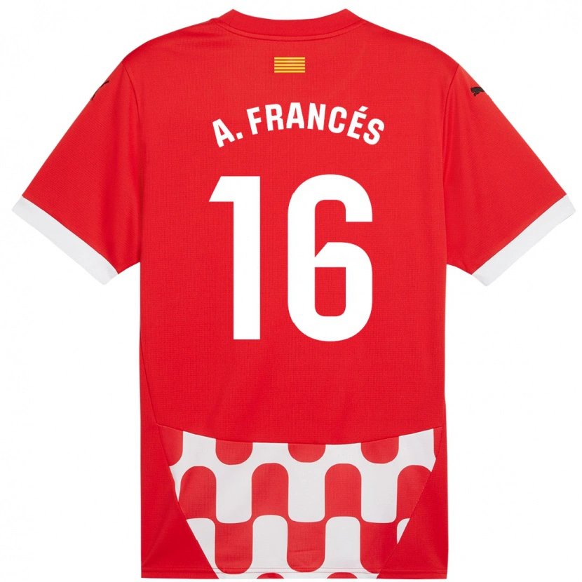 Danxen Męski Alejandro Francés #16 Czerwony Biały Domowa Koszulka 2024/25 Koszulki Klubowe