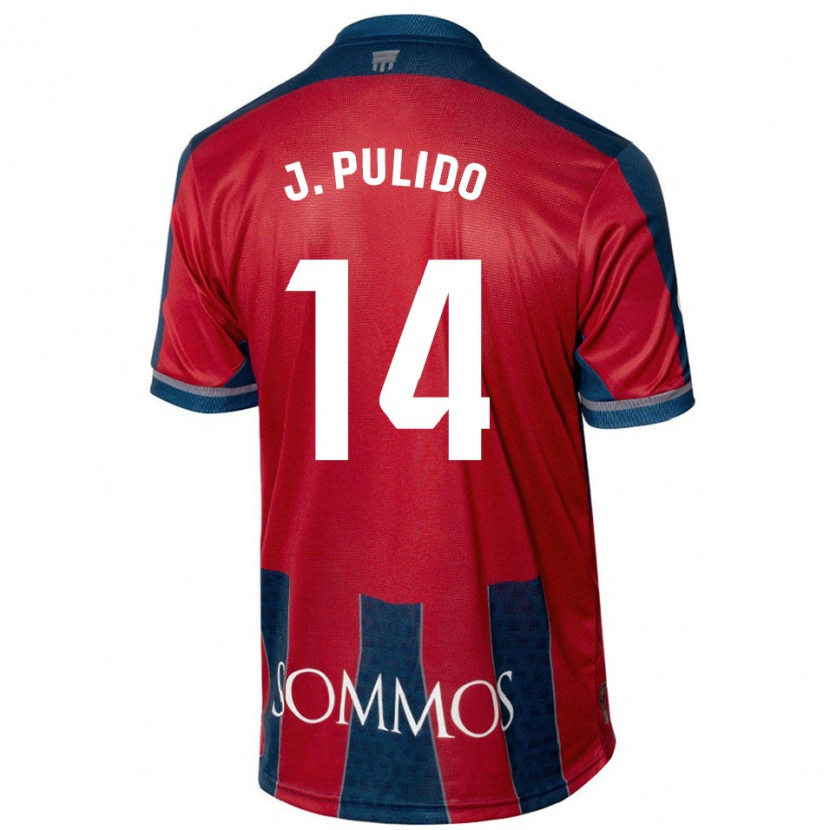 Danxen Męski Jorge Pulido #14 Czerwony Niebieski Domowa Koszulka 2024/25 Koszulki Klubowe