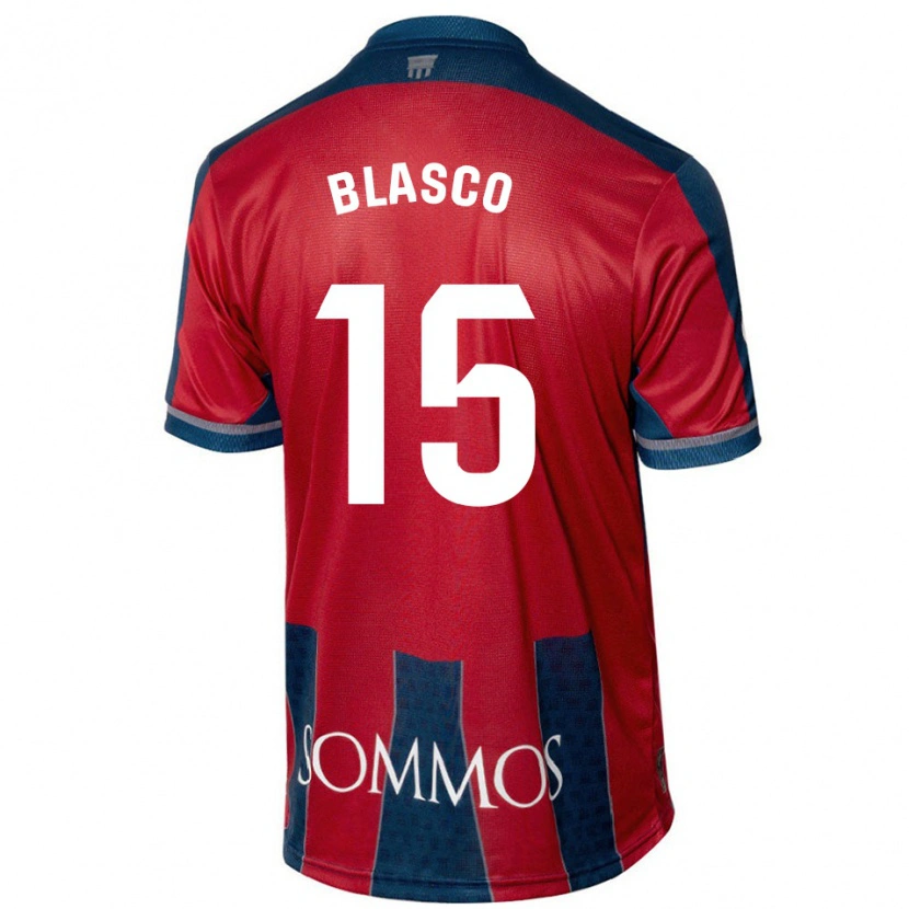 Danxen Męski Jérémy Blasco #15 Czerwony Niebieski Domowa Koszulka 2024/25 Koszulki Klubowe