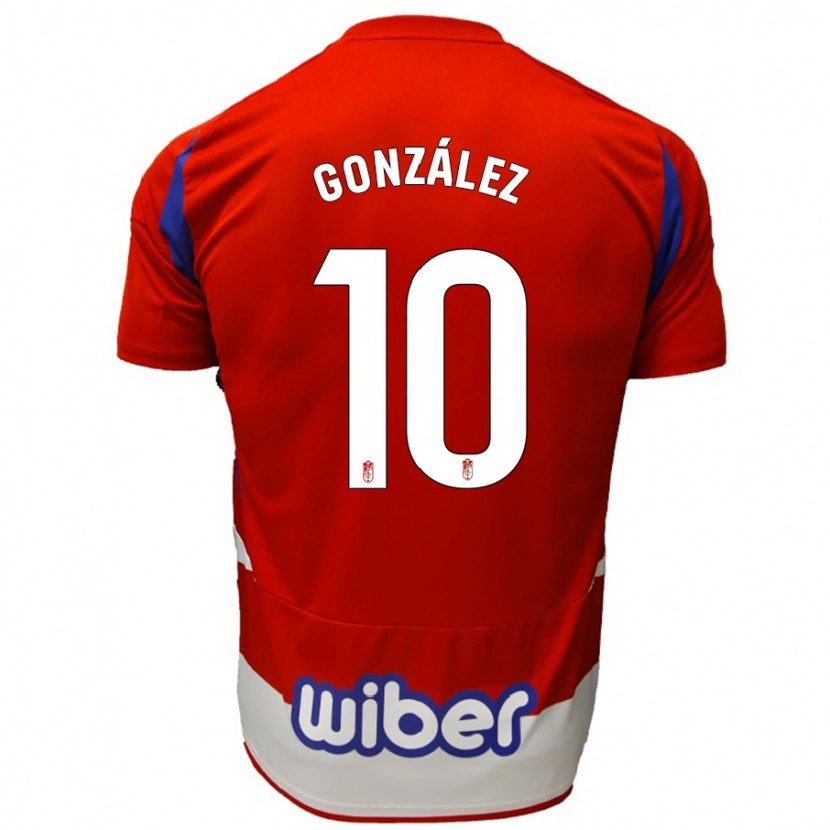 Danxen Męski Mario González #10 Czerwony Biały Niebieski Domowa Koszulka 2024/25 Koszulki Klubowe
