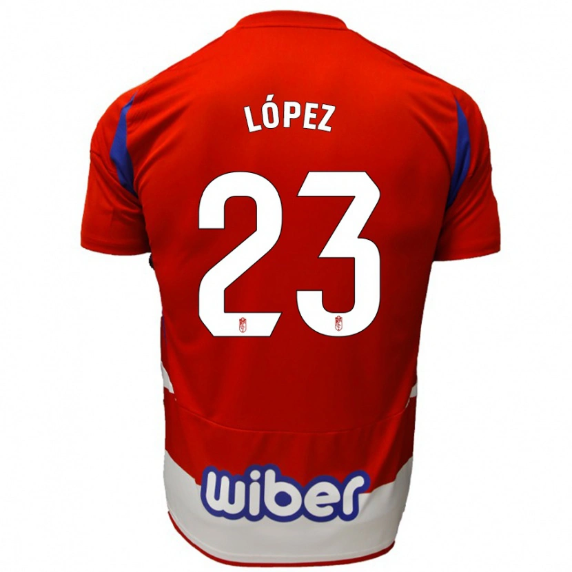 Danxen Męski Diego López #23 Czerwony Biały Niebieski Domowa Koszulka 2024/25 Koszulki Klubowe