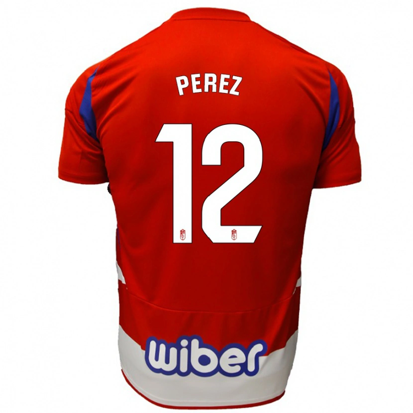 Danxen Męski Alba Pérez #12 Czerwony Biały Niebieski Domowa Koszulka 2024/25 Koszulki Klubowe