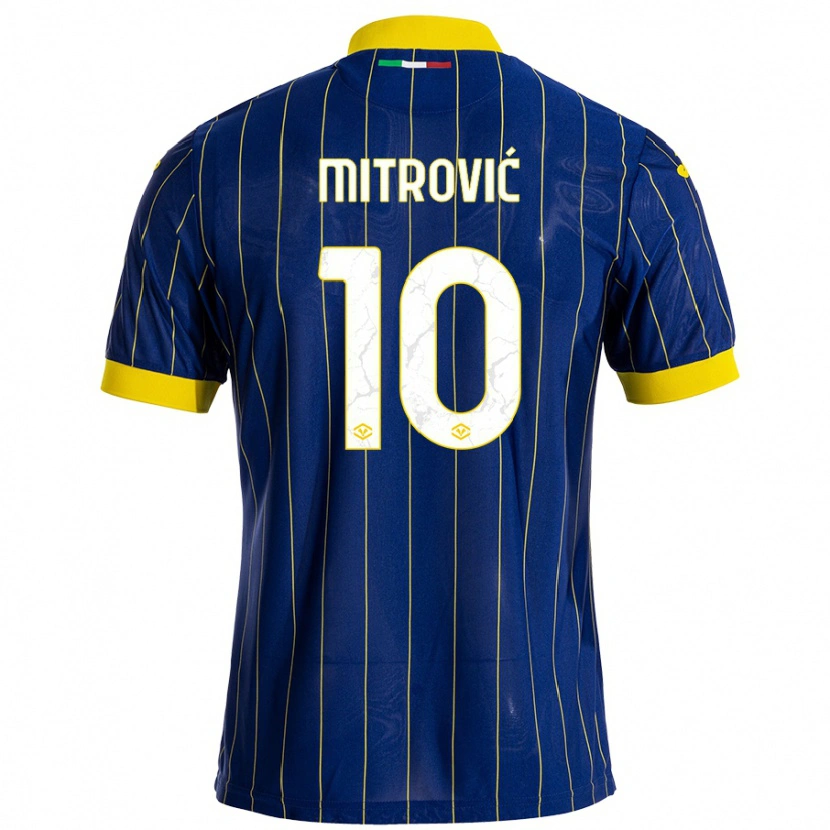 Danxen Męski Stefan Mitrović #10 Niebieski Żółty Domowa Koszulka 2024/25 Koszulki Klubowe