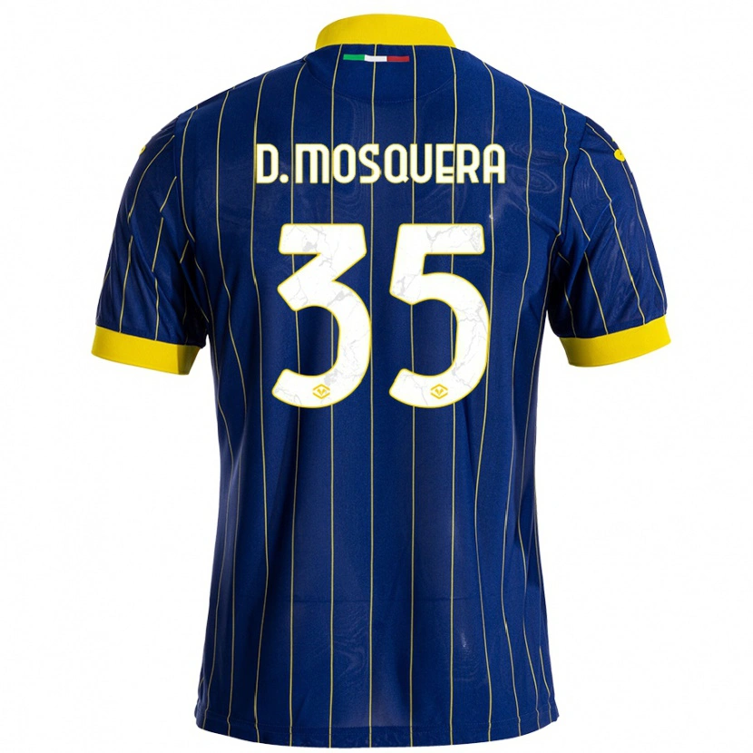 Danxen Męski Daniel Mosquera #35 Niebieski Żółty Domowa Koszulka 2024/25 Koszulki Klubowe