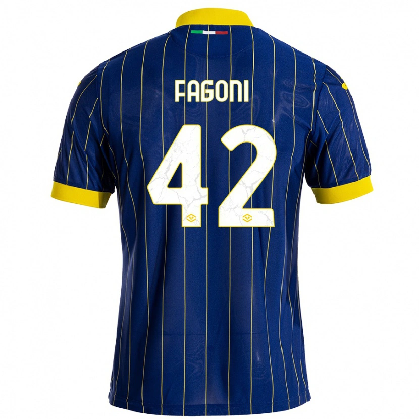 Danxen Męski Marco Fagoni #42 Niebieski Żółty Domowa Koszulka 2024/25 Koszulki Klubowe