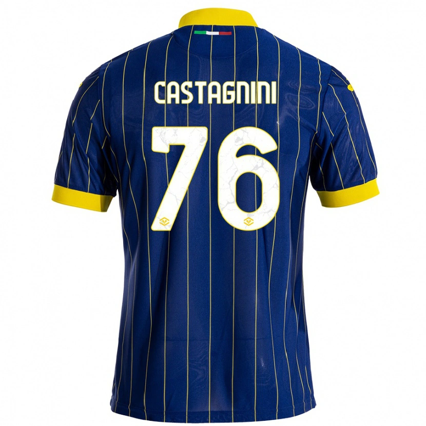 Danxen Męski Mirko Castagnini #76 Niebieski Żółty Domowa Koszulka 2024/25 Koszulki Klubowe