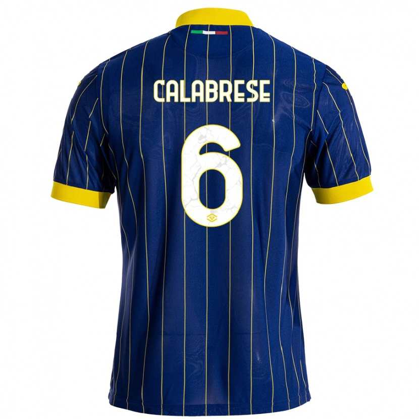 Danxen Męski Nicolò Calabrese #6 Niebieski Żółty Domowa Koszulka 2024/25 Koszulki Klubowe