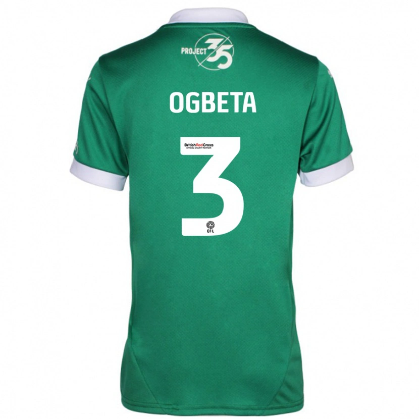 Danxen Męski Nathanael Ogbeta #3 Zielony Biały Domowa Koszulka 2024/25 Koszulki Klubowe