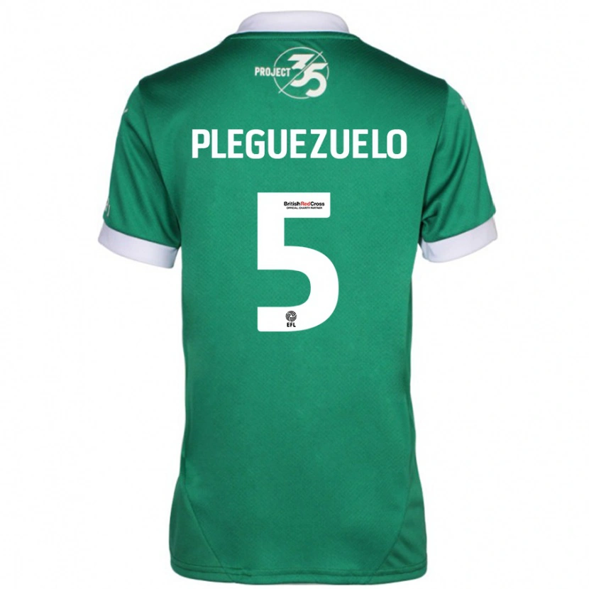 Danxen Męski Julio Pleguezuelo #5 Zielony Biały Domowa Koszulka 2024/25 Koszulki Klubowe
