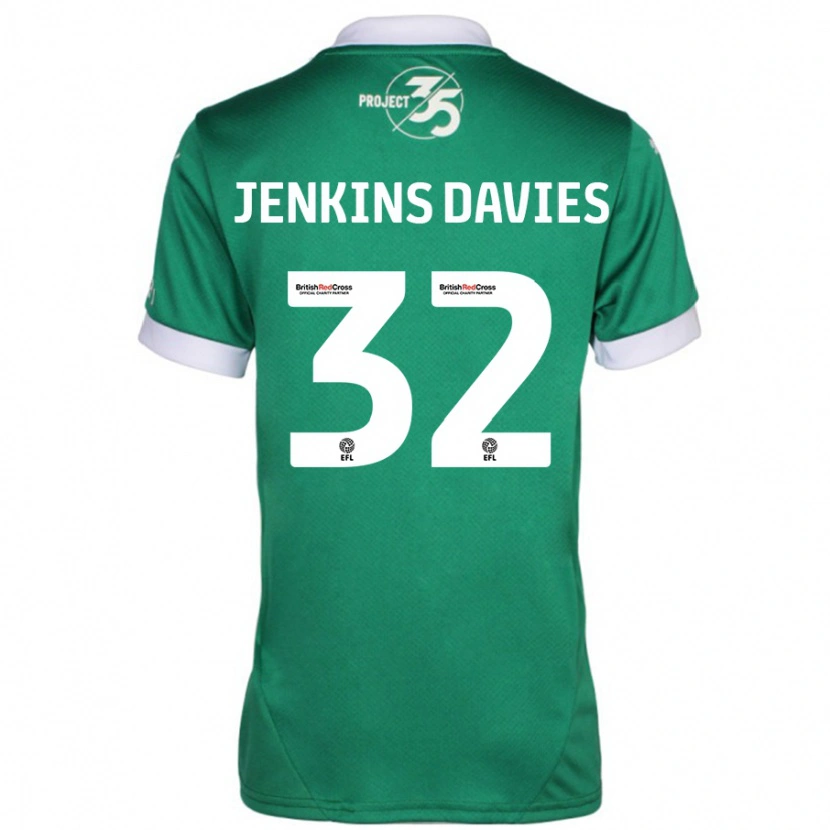Danxen Męski Will Jenkins-Davies #32 Zielony Biały Domowa Koszulka 2024/25 Koszulki Klubowe