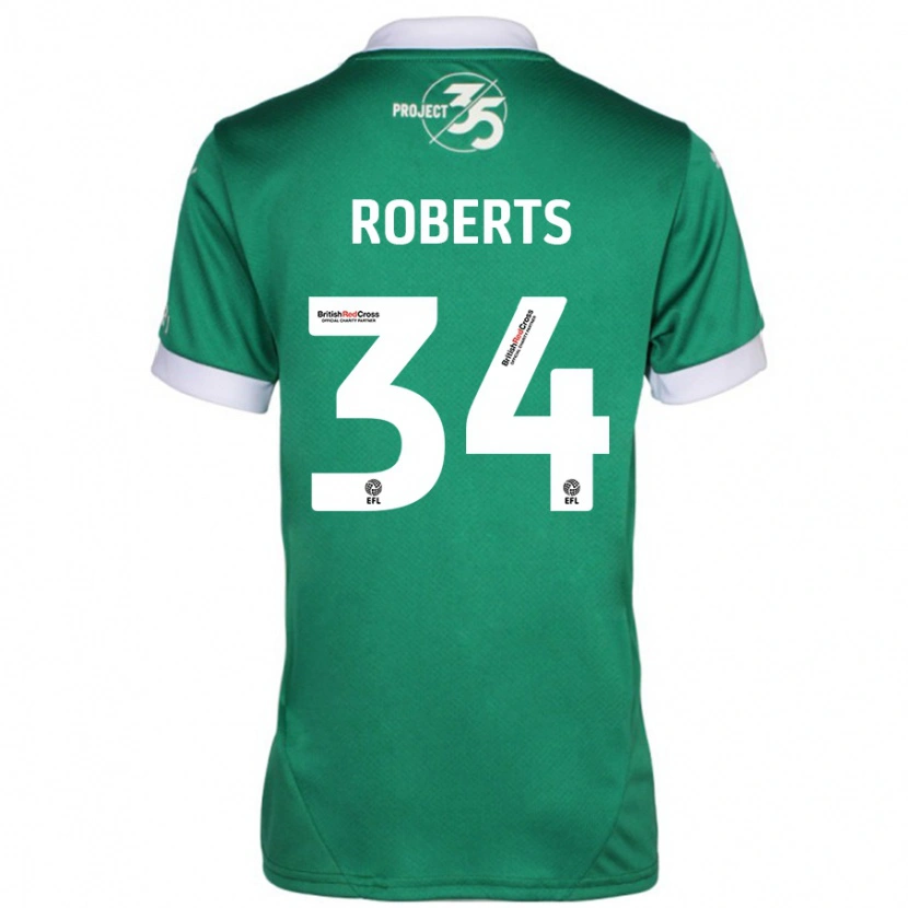 Danxen Męski Caleb Roberts #34 Zielony Biały Domowa Koszulka 2024/25 Koszulki Klubowe