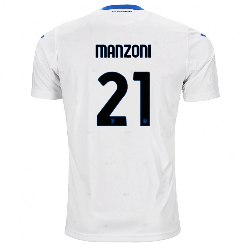 Danxen Męski Alberto Manzoni #21 Biały Wyjazdowa Koszulka 2024/25 Koszulki Klubowe