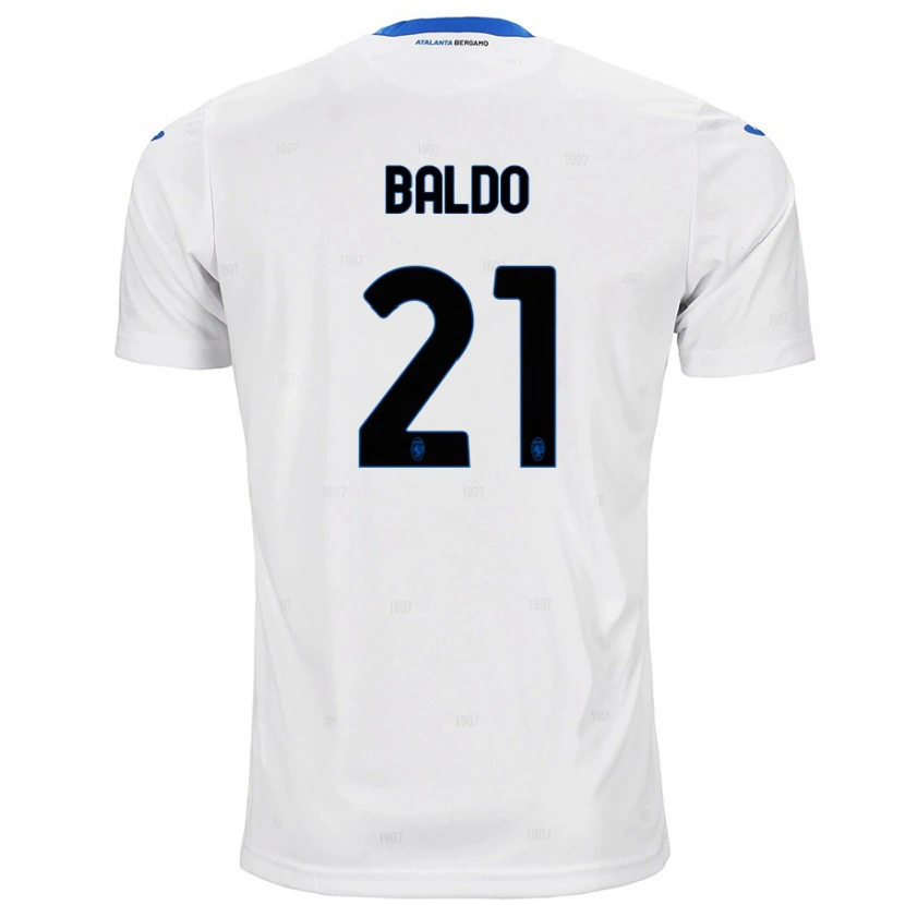 Danxen Męski Nicolò Baldo #21 Biały Wyjazdowa Koszulka 2024/25 Koszulki Klubowe