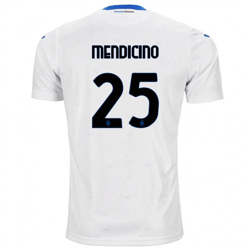 Danxen Męski Leonardo Mendicino #25 Biały Wyjazdowa Koszulka 2024/25 Koszulki Klubowe