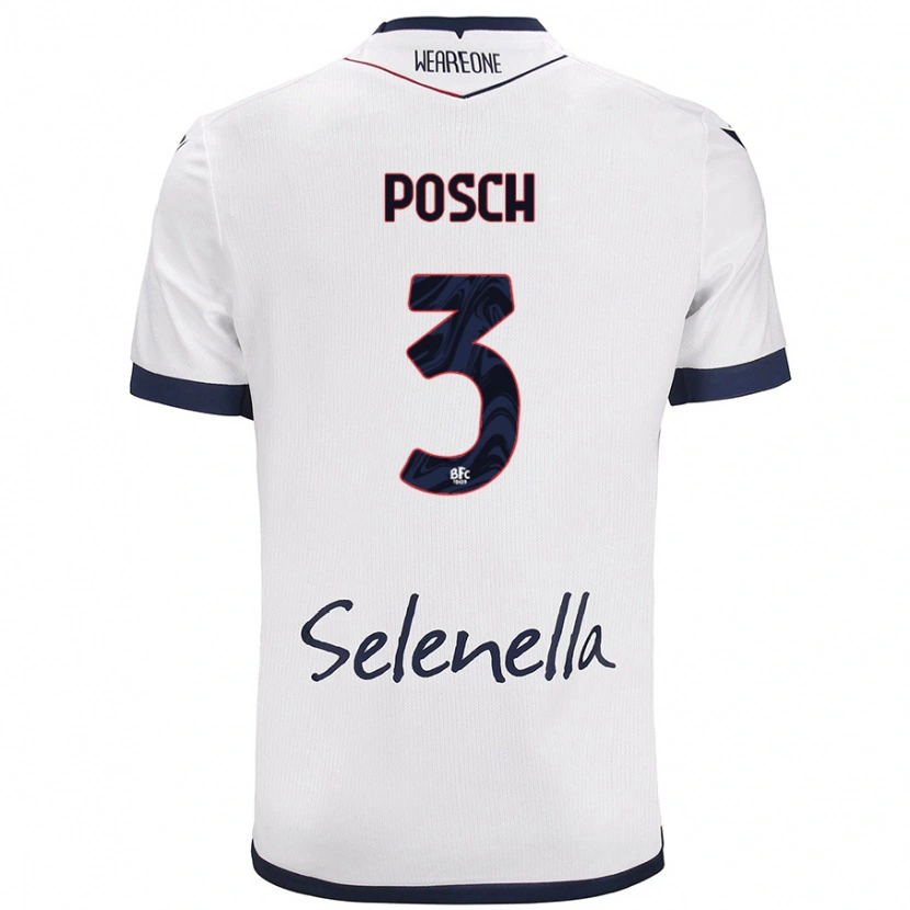 Danxen Męski Stefan Posch #3 Biały Królewski Niebieski Wyjazdowa Koszulka 2024/25 Koszulki Klubowe