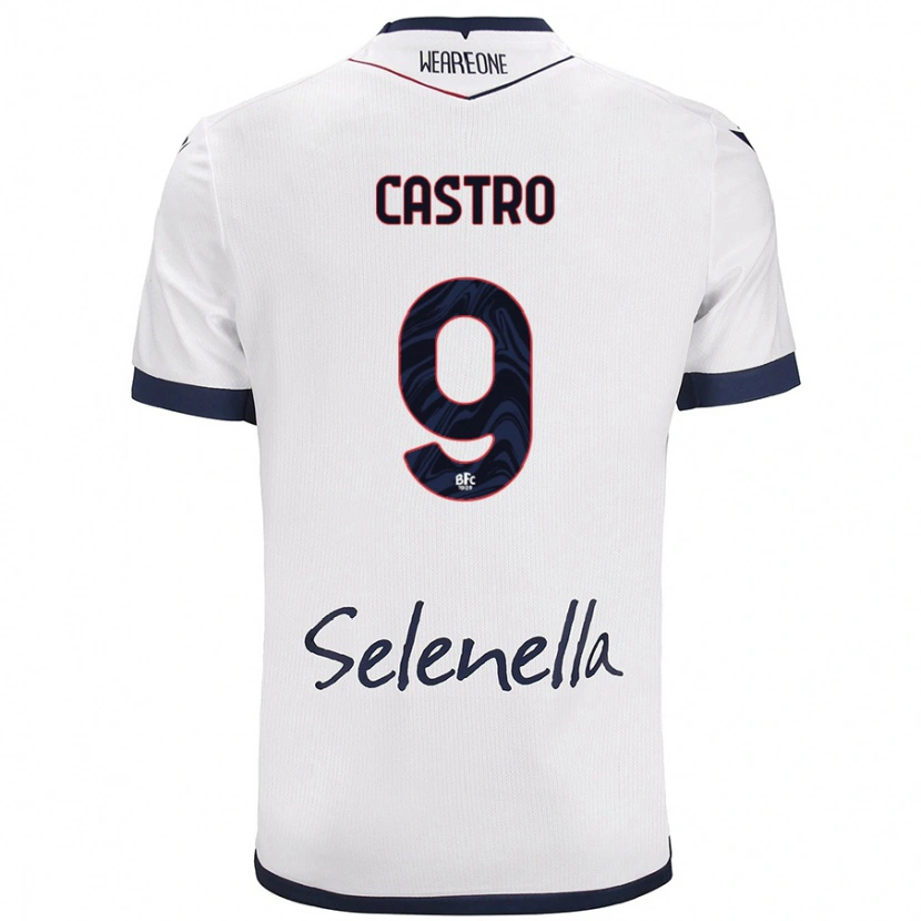 Danxen Męski Santiago Castro #9 Biały Królewski Niebieski Wyjazdowa Koszulka 2024/25 Koszulki Klubowe