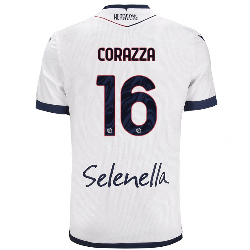 Danxen Męski Tommaso Corazza #16 Biały Królewski Niebieski Wyjazdowa Koszulka 2024/25 Koszulki Klubowe