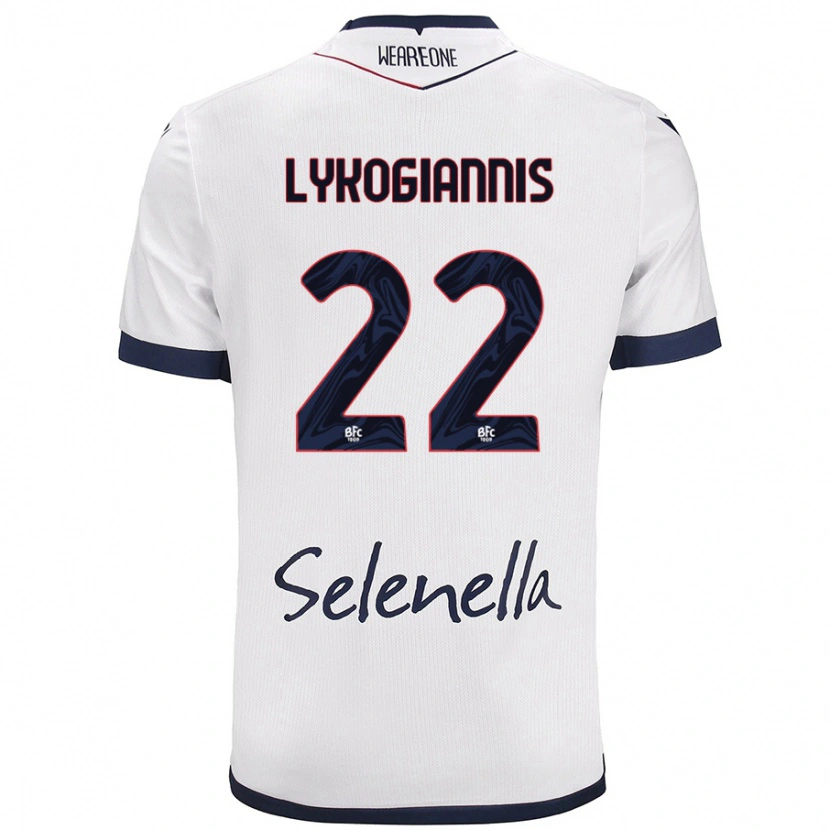 Danxen Męski Charalampos Lykogiannis #22 Biały Królewski Niebieski Wyjazdowa Koszulka 2024/25 Koszulki Klubowe