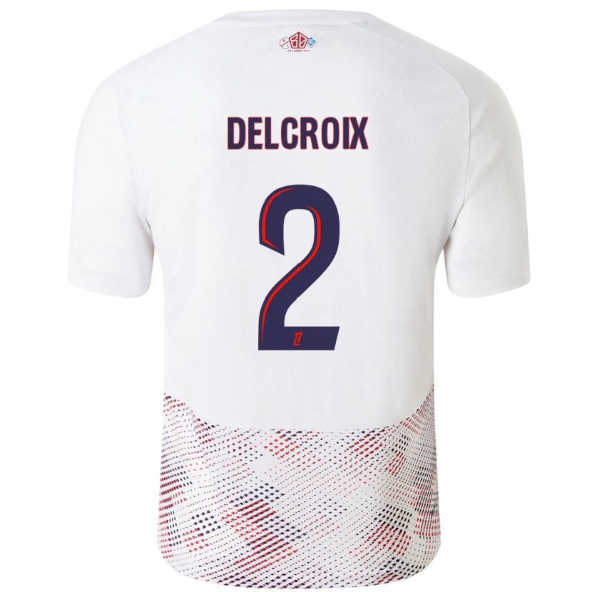 Danxen Męski Céleste Delcroix #2 Biały Królewski Niebieski Wyjazdowa Koszulka 2024/25 Koszulki Klubowe