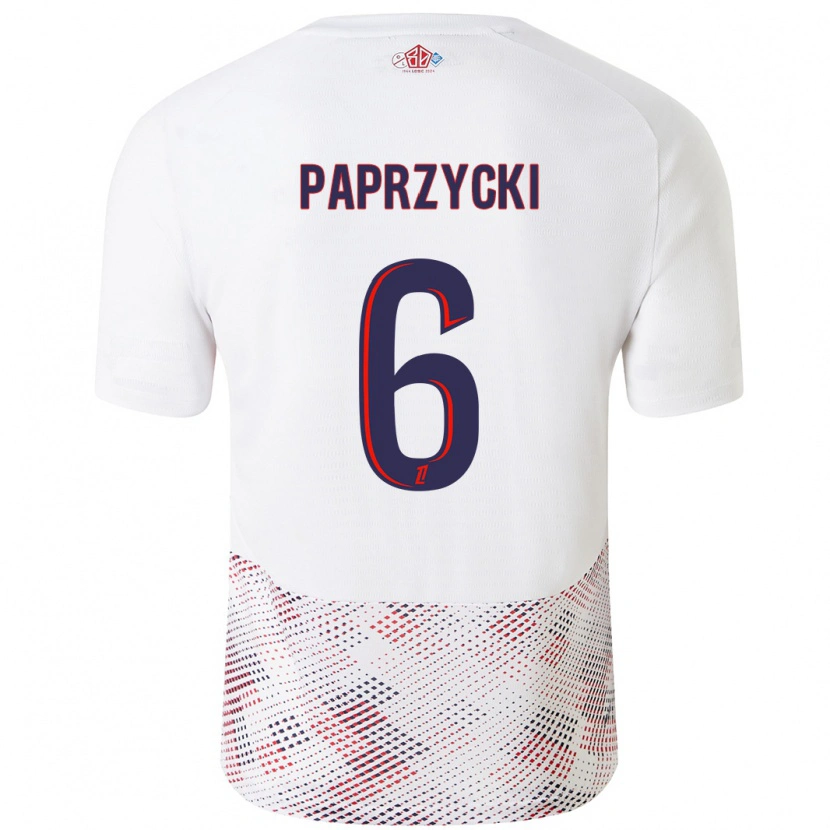 Danxen Męski Aurore Paprzycki #6 Biały Królewski Niebieski Wyjazdowa Koszulka 2024/25 Koszulki Klubowe