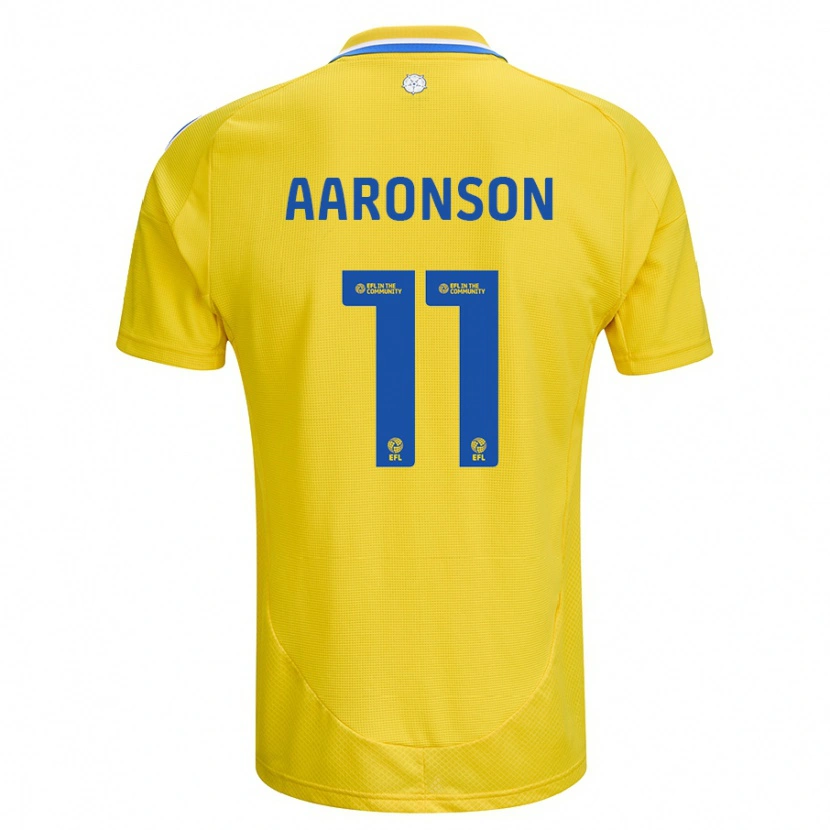 Danxen Męski Brenden Aaronson #11 Żółty Niebieski Wyjazdowa Koszulka 2024/25 Koszulki Klubowe