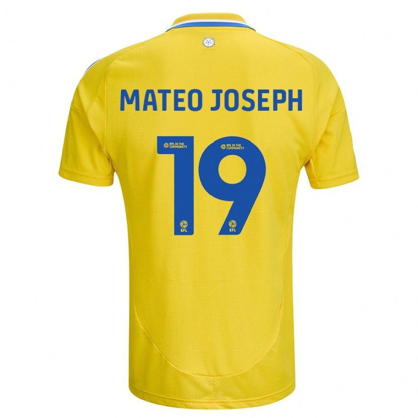 Danxen Męski Mateo Joseph #19 Żółty Niebieski Wyjazdowa Koszulka 2024/25 Koszulki Klubowe