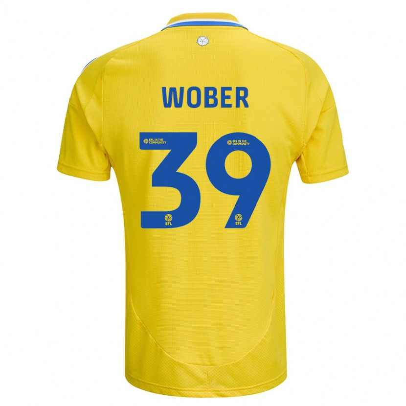Danxen Męski Maximilian Wöber #39 Żółty Niebieski Wyjazdowa Koszulka 2024/25 Koszulki Klubowe