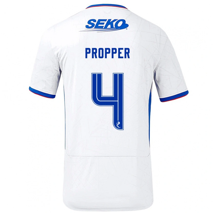 Danxen Męski Robin Pröpper #4 Biały Niebieski Wyjazdowa Koszulka 2024/25 Koszulki Klubowe