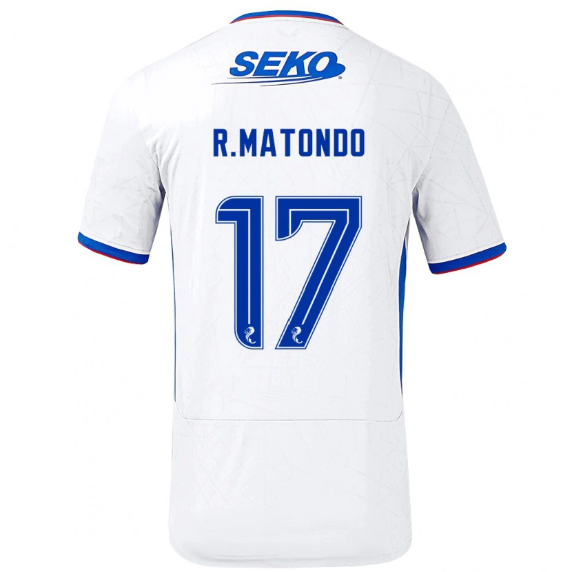 Danxen Męski Rabbi Matondo #17 Biały Niebieski Wyjazdowa Koszulka 2024/25 Koszulki Klubowe