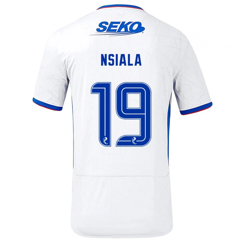 Danxen Męski Clinton Nsiala #19 Biały Niebieski Wyjazdowa Koszulka 2024/25 Koszulki Klubowe