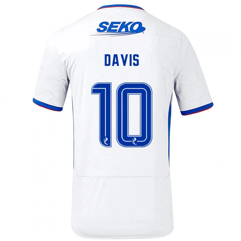 Danxen Męski Steven Davis #10 Biały Niebieski Wyjazdowa Koszulka 2024/25 Koszulki Klubowe