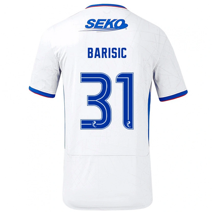Danxen Męski Borna Barisic #31 Biały Niebieski Wyjazdowa Koszulka 2024/25 Koszulki Klubowe