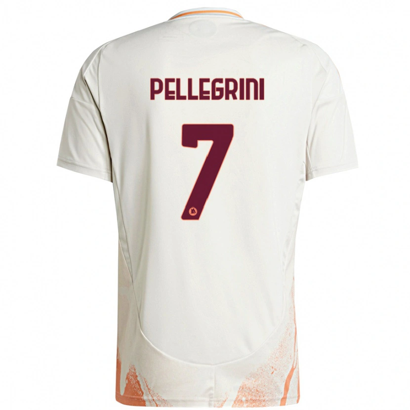 Danxen Męski Lorenzo Pellegrini #7 Kremowy Biały Pomarańczowy Wyjazdowa Koszulka 2024/25 Koszulki Klubowe