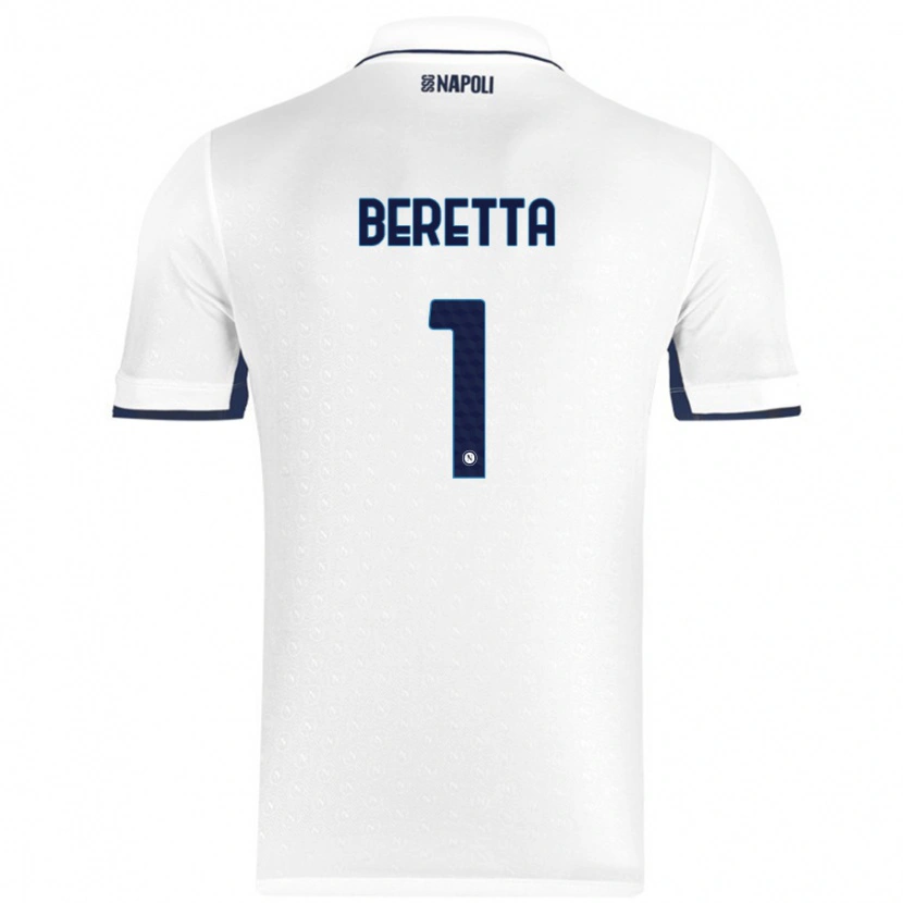 Danxen Męski Beatrice Beretta #1 Biały Królewski Niebieski Wyjazdowa Koszulka 2024/25 Koszulki Klubowe
