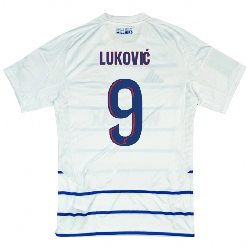 Danxen Męski Milos Lukovic #9 Biały Niebieski Wyjazdowa Koszulka 2024/25 Koszulki Klubowe