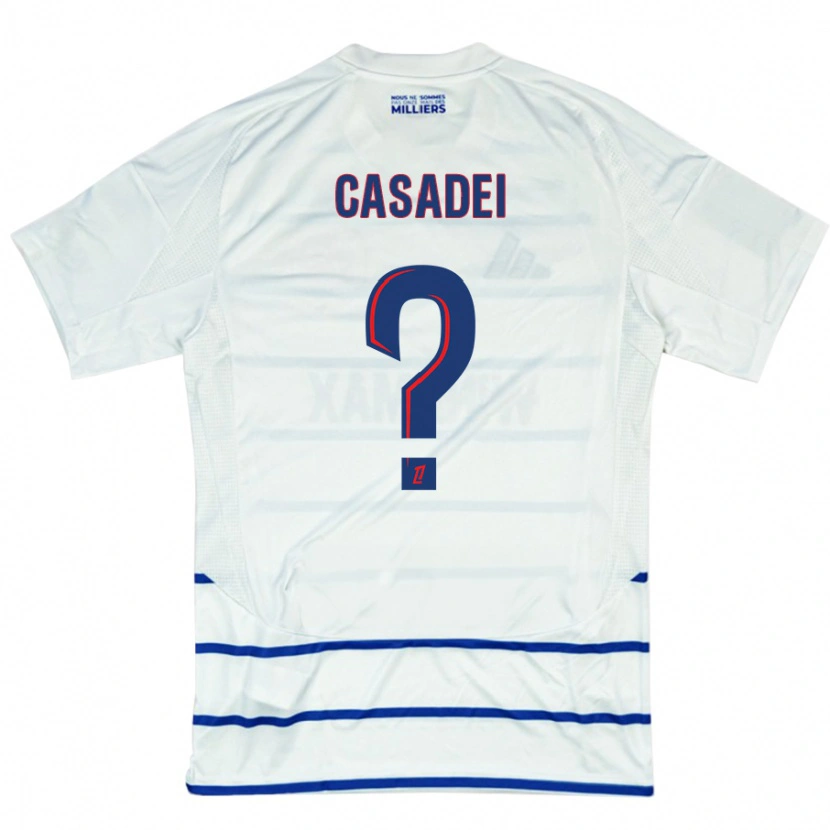 Danxen Męski Alexis Casadei #0 Biały Niebieski Wyjazdowa Koszulka 2024/25 Koszulki Klubowe