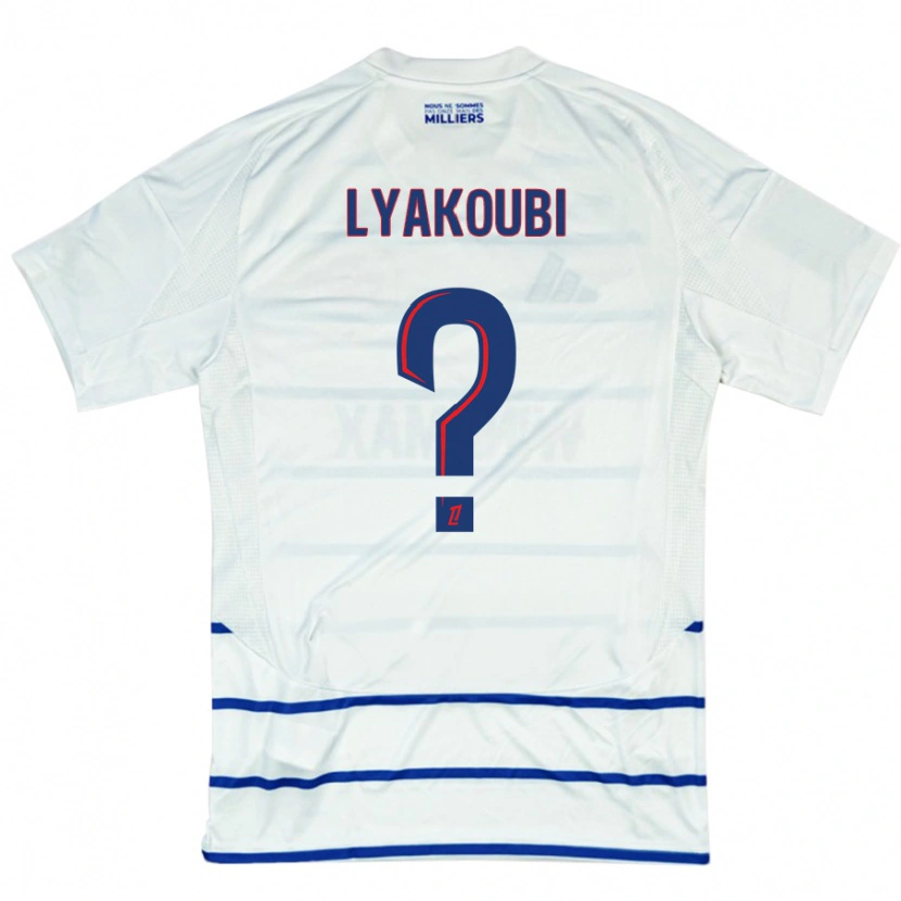 Danxen Męski Oussama Lyakoubi #0 Biały Niebieski Wyjazdowa Koszulka 2024/25 Koszulki Klubowe