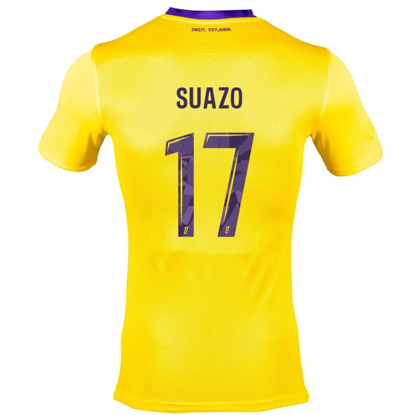 Danxen Męski Gabriel Suazo #17 Żółty Fioletowy Wyjazdowa Koszulka 2024/25 Koszulki Klubowe