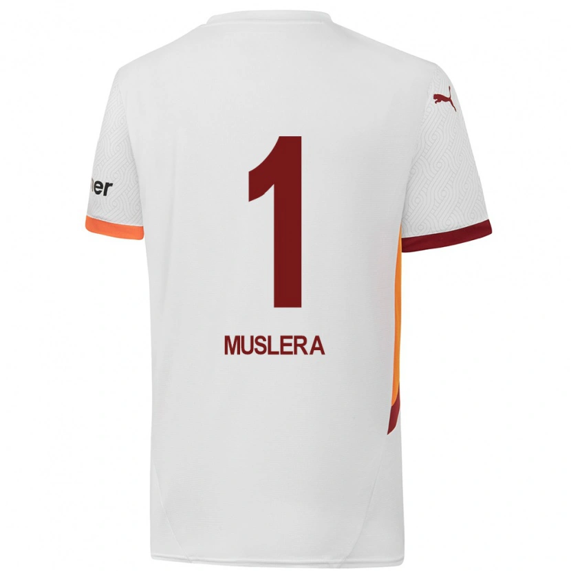 Danxen Męski Fernando Muslera #1 Biały Żółty Czerwony Wyjazdowa Koszulka 2024/25 Koszulki Klubowe
