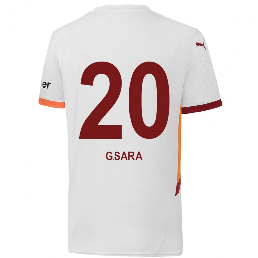 Danxen Męski Gabriel Sara #20 Biały Żółty Czerwony Wyjazdowa Koszulka 2024/25 Koszulki Klubowe