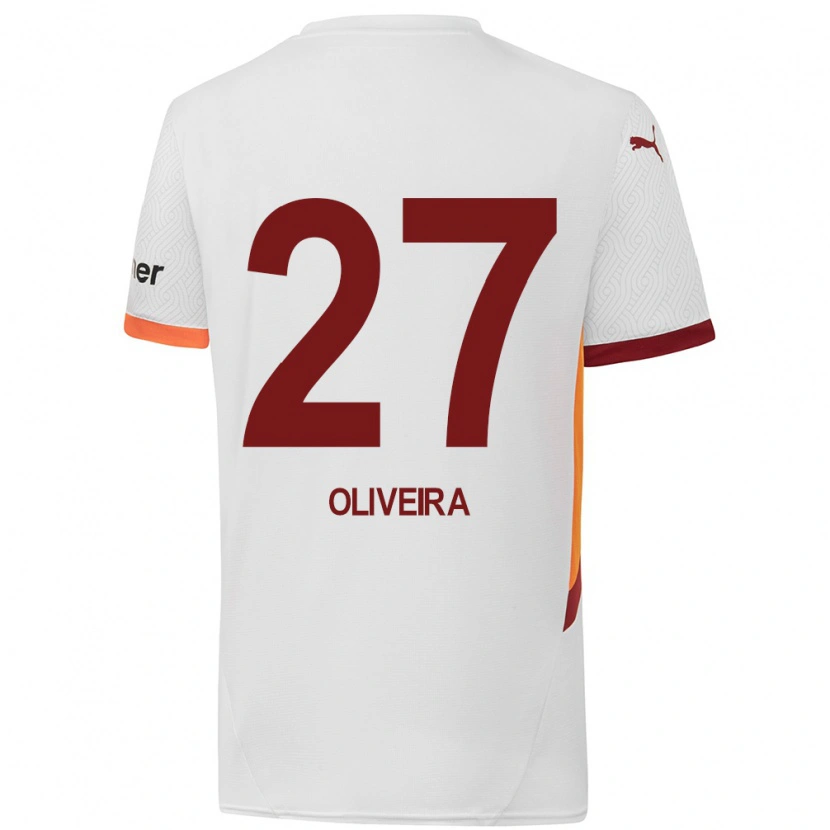 Danxen Męski Sérgio Oliveira #27 Biały Żółty Czerwony Wyjazdowa Koszulka 2024/25 Koszulki Klubowe