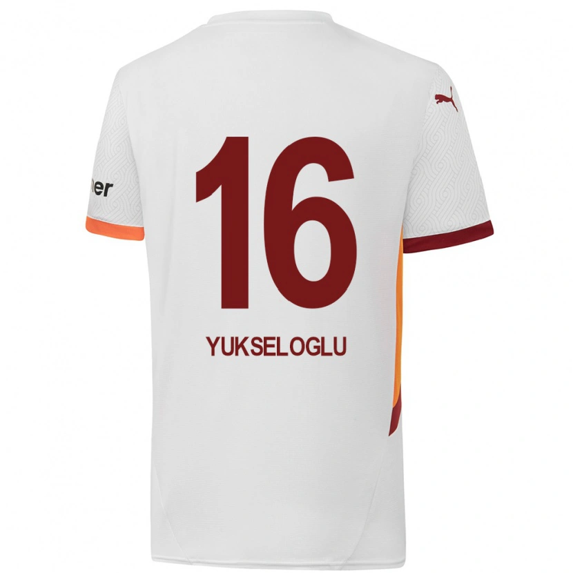 Danxen Męski Ayaz Yükseloğlu #16 Biały Żółty Czerwony Wyjazdowa Koszulka 2024/25 Koszulki Klubowe