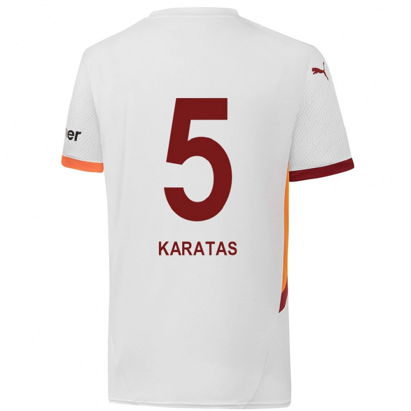 Danxen Męski Eda Karataş #5 Biały Żółty Czerwony Wyjazdowa Koszulka 2024/25 Koszulki Klubowe